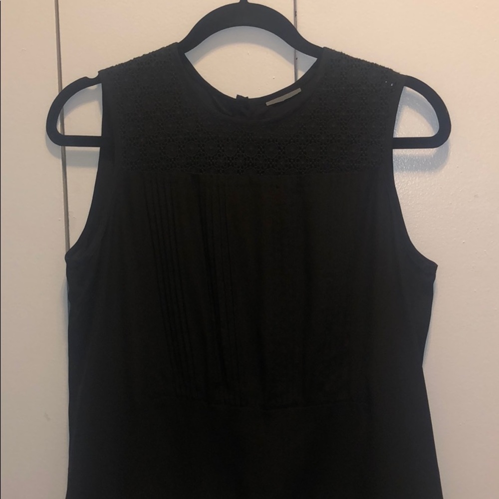 Vince black silk blouse with crochet detail
